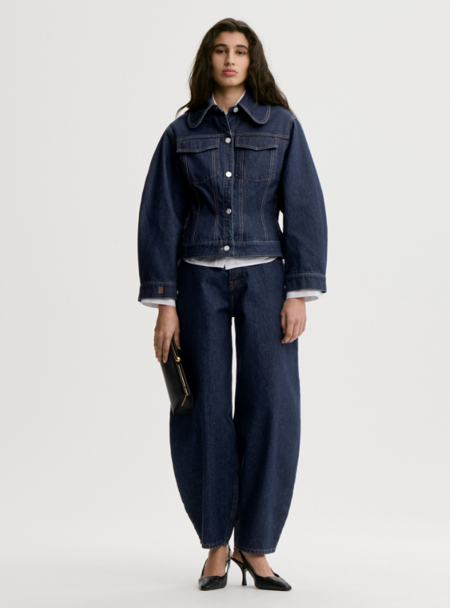 Villies organic cotton jacket - Dark Blue Rinsed