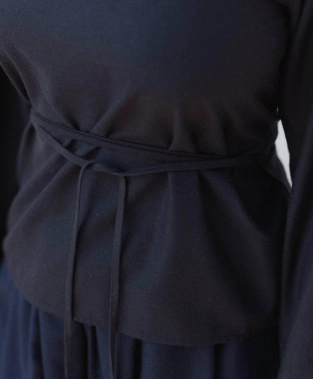 Long Sleeve Apron Top - Wild Silk - Black