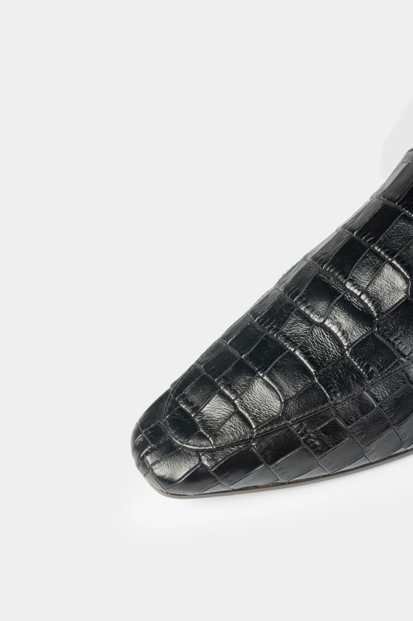 Pointy crocodile loafer - Black