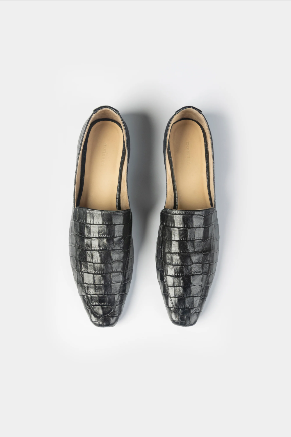 Pointy crocodile loafer - Black