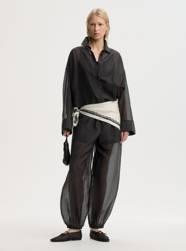 Lumas silk organza trousers - Black