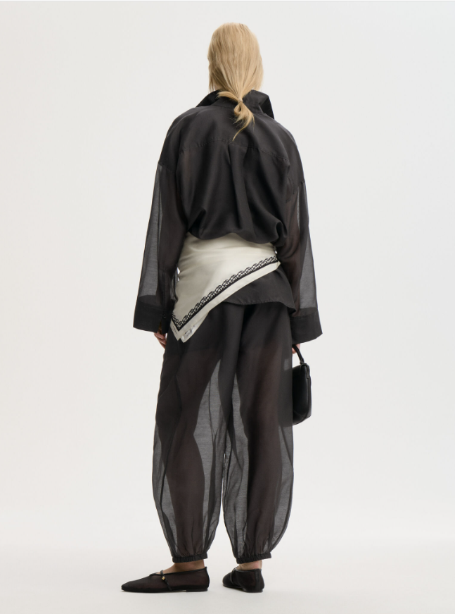 Lumas silk organza trousers - Black