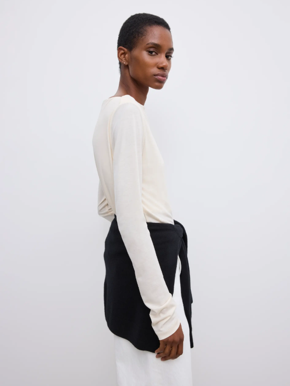 Ls square neck top - Cream White