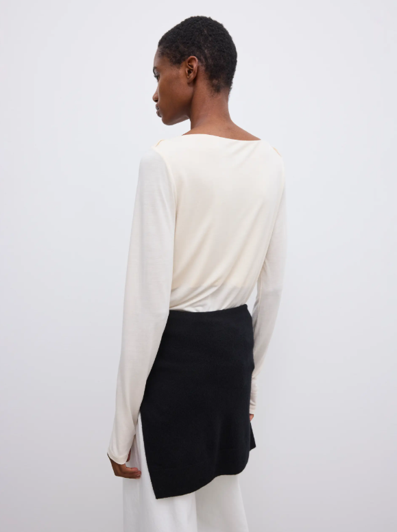 Ls square neck top - Cream White