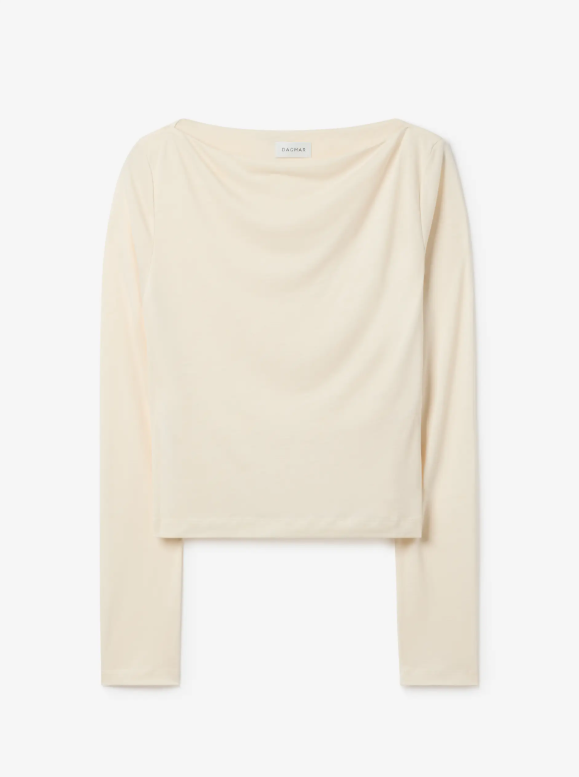 Ls square neck top - Cream White