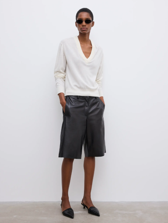 Boxy leather shorts - Black