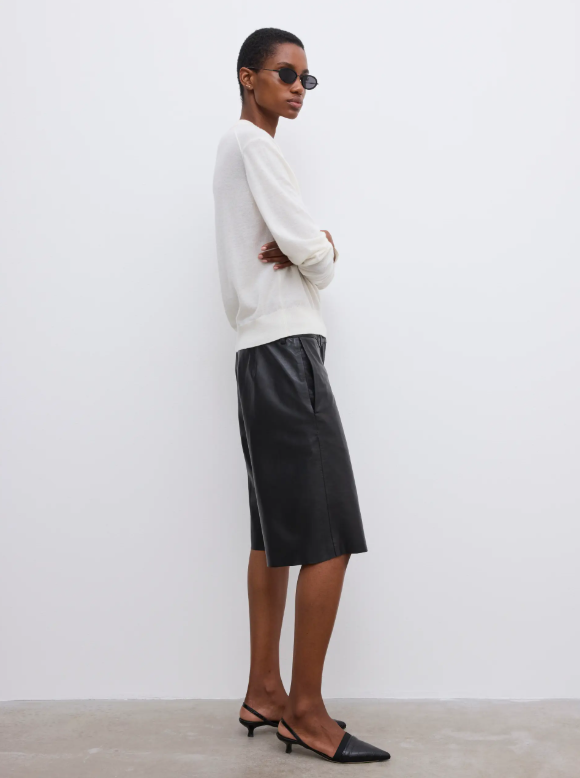 Boxy leather shorts - Black
