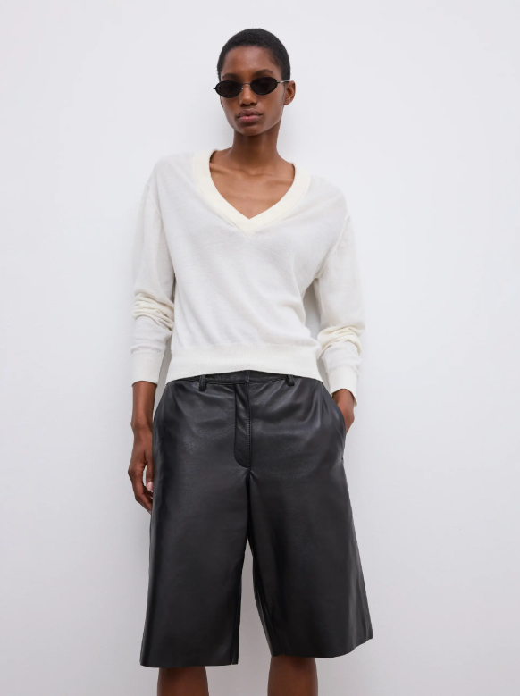 Boxy leather shorts - Black