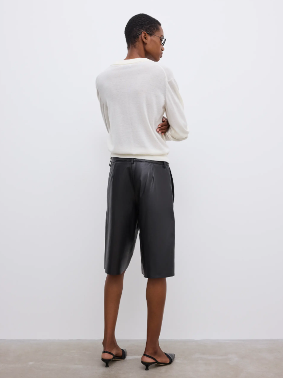 Boxy leather shorts - Black