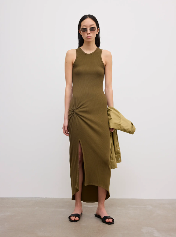 Knot tank dress - Dark Olive Green