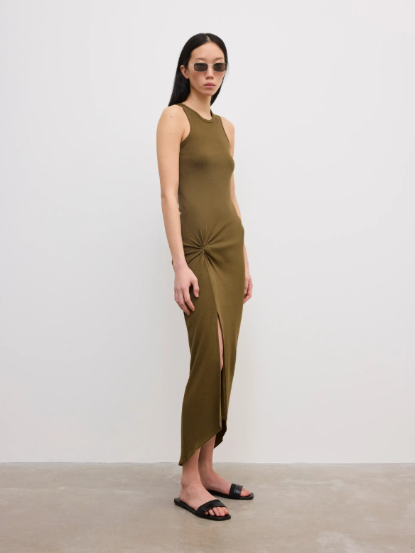 Knot tank dress - Dark Olive Green