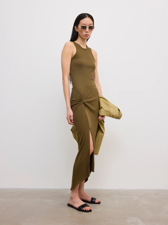 Knot tank dress - Dark Olive Green