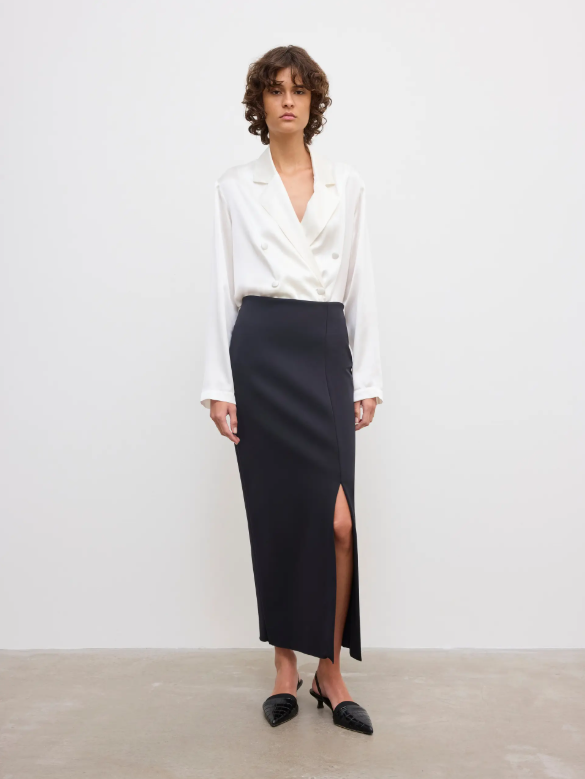 Fitted midi skirt - Black