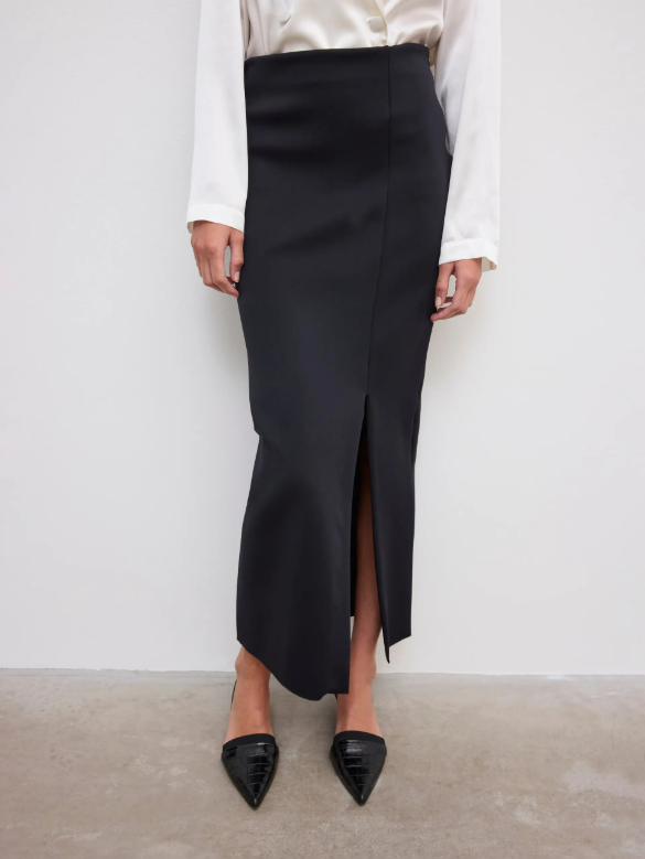 Fitted midi skirt - Black