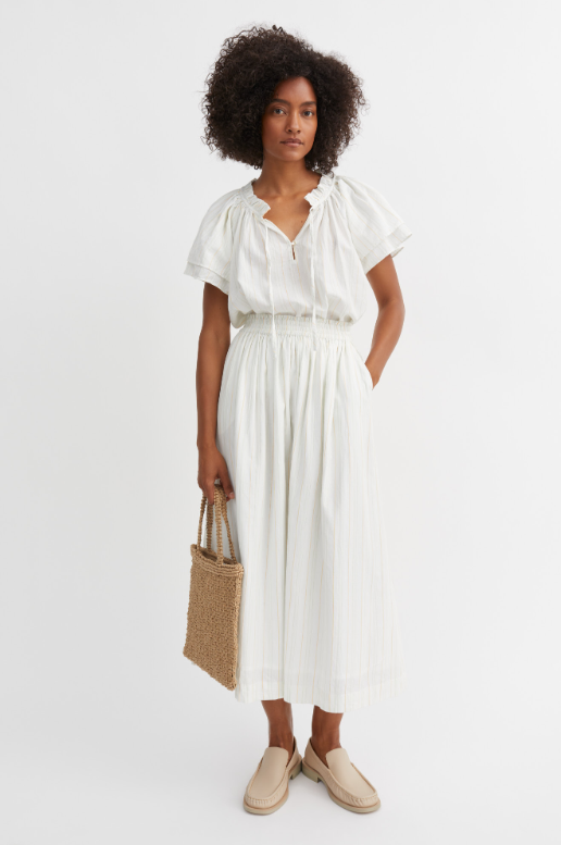 Dagny skirt - White/yellow dobby stripe