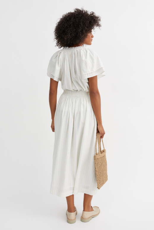 Dagny skirt - White/yellow dobby stripe