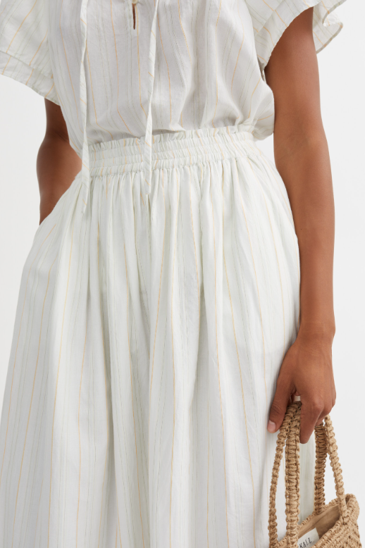 Dagny skirt - White/yellow dobby stripe