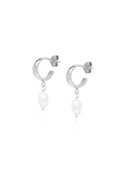 Pearl Drop Mini Hoops - Silver