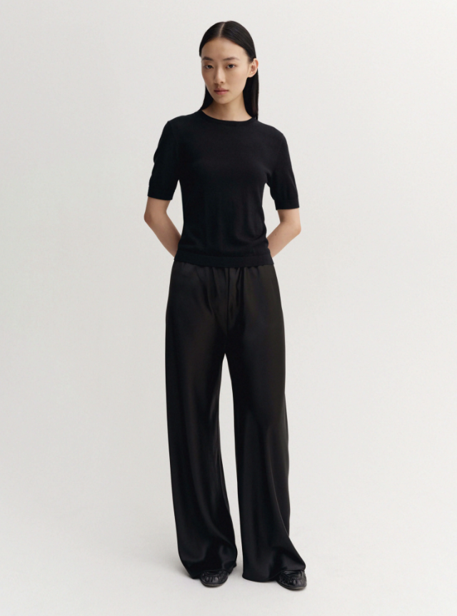 Bias Satin Pants - black