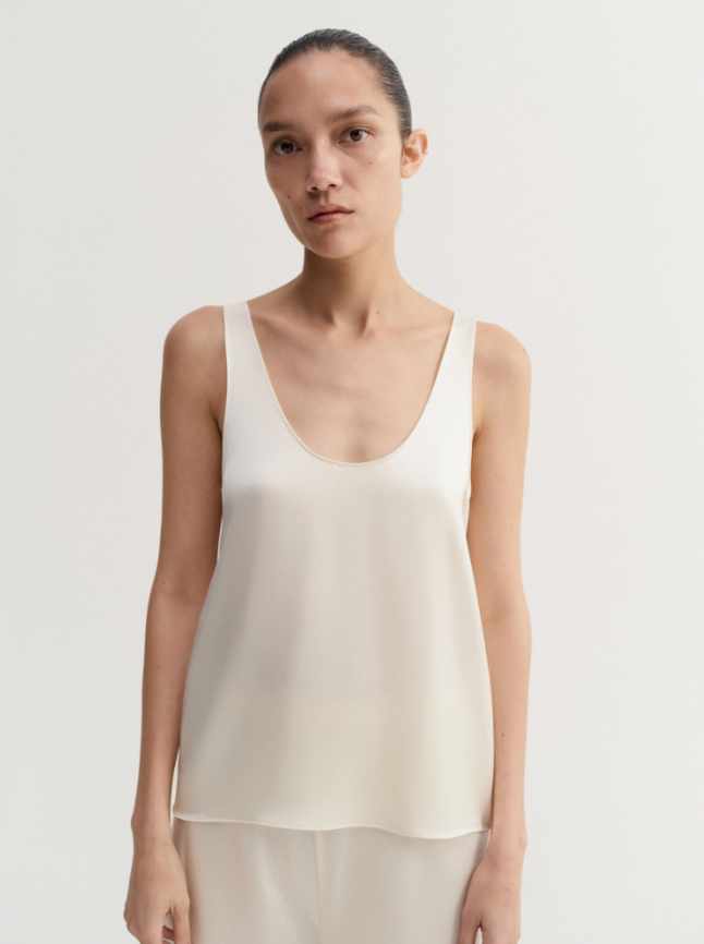 Romy Satin Top, vanilla