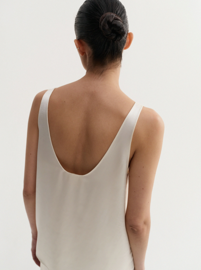 Romy Satin Top, vanilla