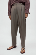 Virgin wool masculine barrel pants - Taupe