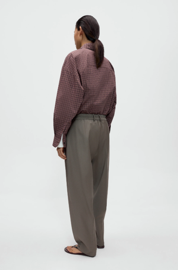 Virgin wool masculine barrel pants - Taupe