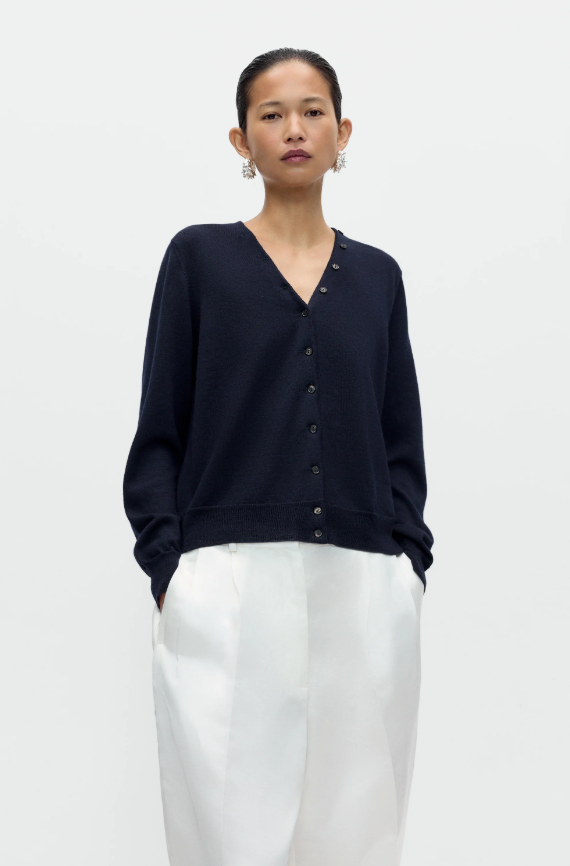 Merino wool button cardigan - Navy