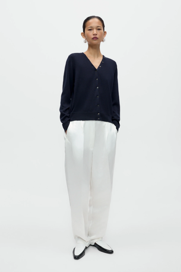 Merino wool button cardigan - Navy