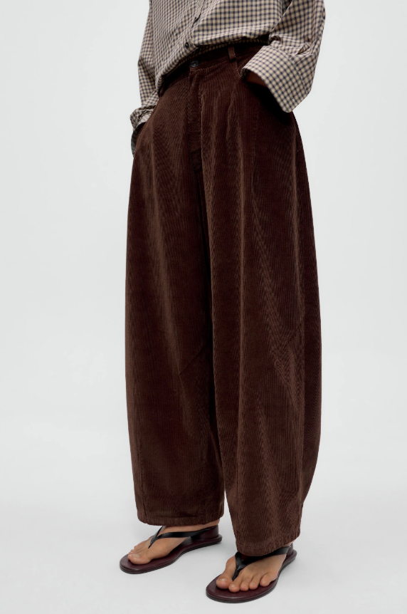 Corduroy baggy pants - Brown