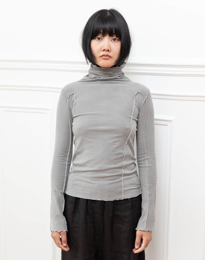 Omato Turtleneck - Organic Cotton Rib - Elie Grey