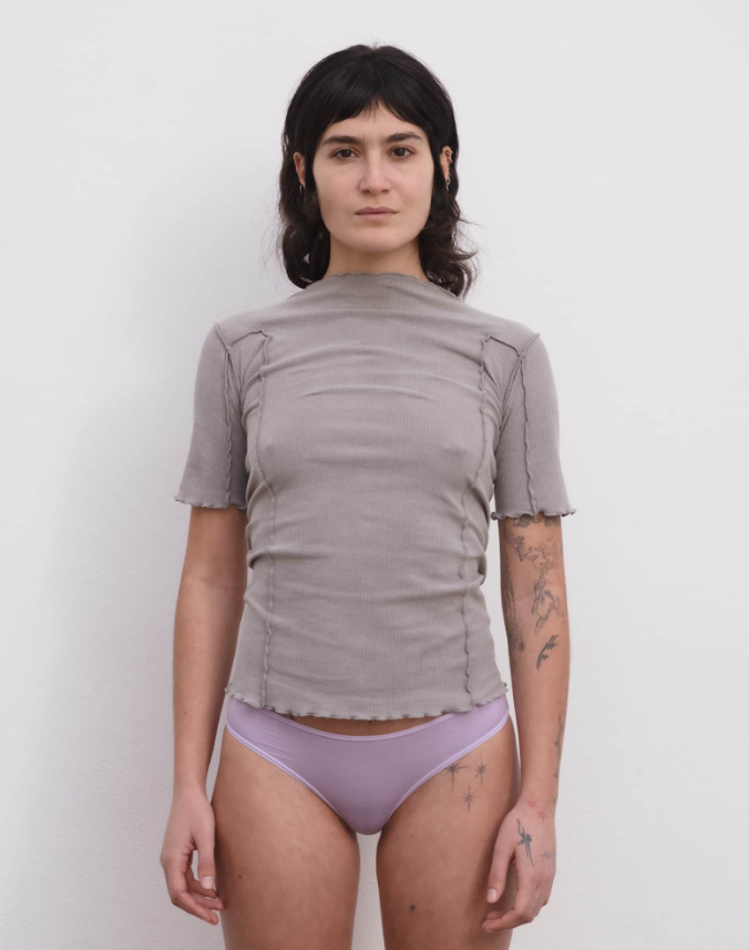 Omato 3/4 Tee Shirt - Organic Cotton Rib - Elie grey
