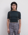Omato 3/4 Tee Shirt - Organic Cotton Rib - Hirsu green