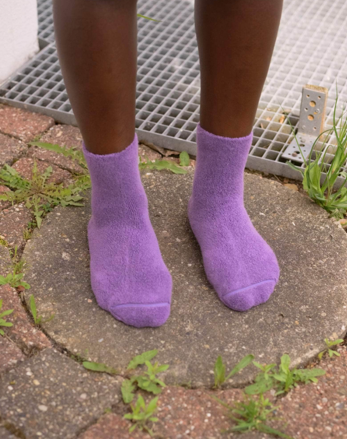 Buckle Overankle Socks - Textured Organic Cotton - Poa purple