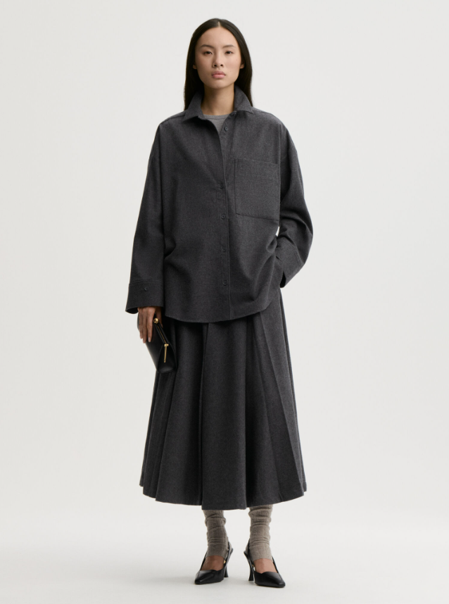 Eden organic cotton maxi skirt - Dark Grey Melange