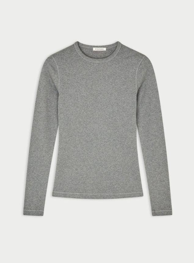 Brita Flat organic cotton long-sleeved T-shirt - Grey Melange