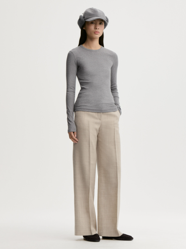 Brita Flat organic cotton long-sleeved T-shirt - Grey Melange
