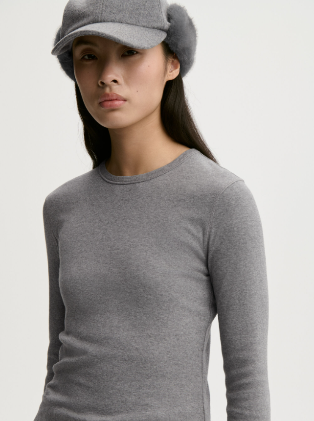 Brita Flat organic cotton long-sleeved T-shirt - Grey Melange