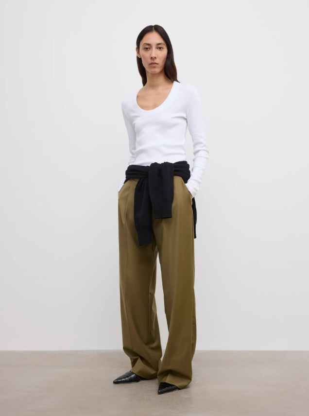 Scoop jersey top - White