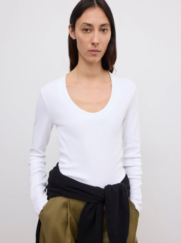 Scoop jersey top - White