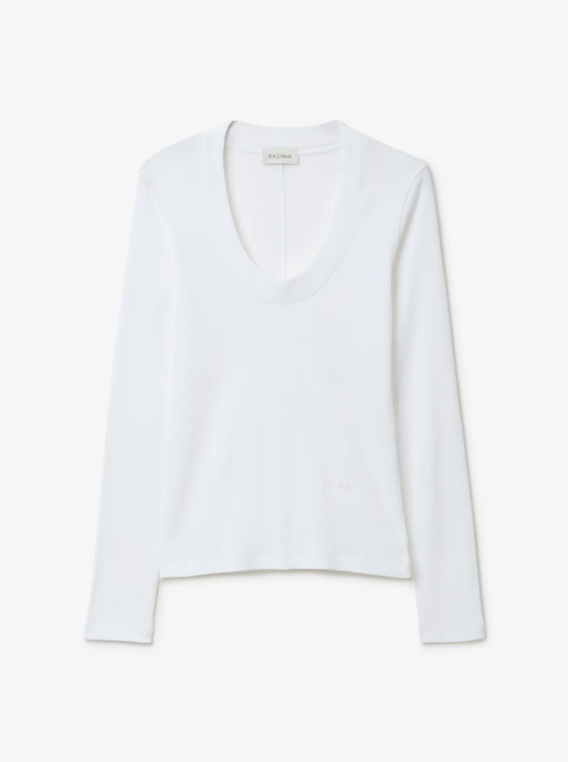 Scoop jersey top - White