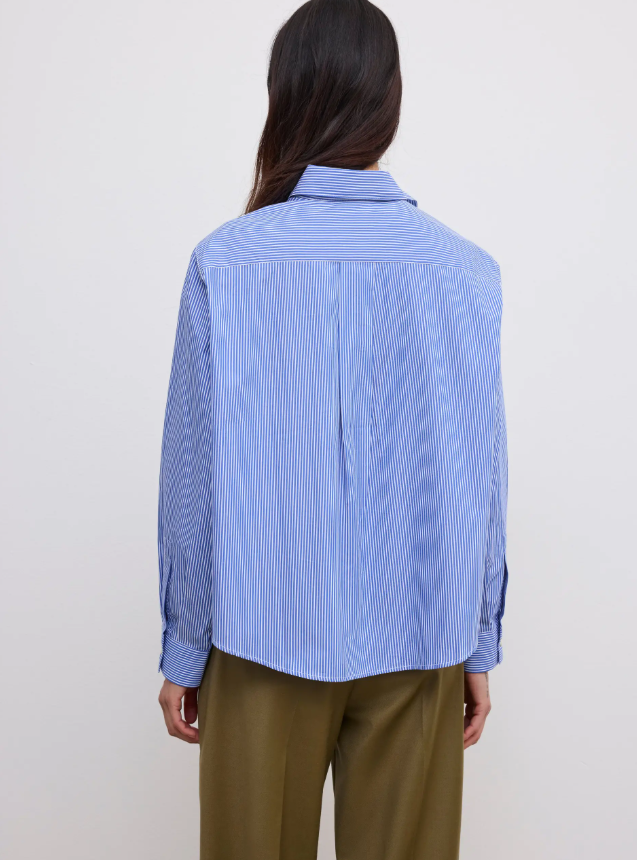 Cropped shirt - Blue Stripe