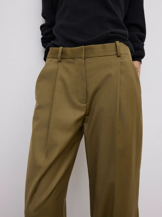 Relaxed wool trousers - Olive Green