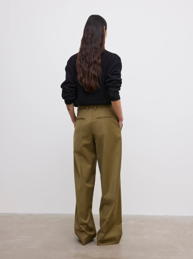 Relaxed wool trousers - Olive Green