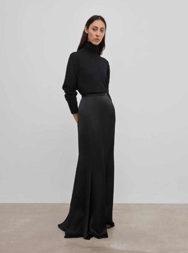 Satin maxi skirt - Black