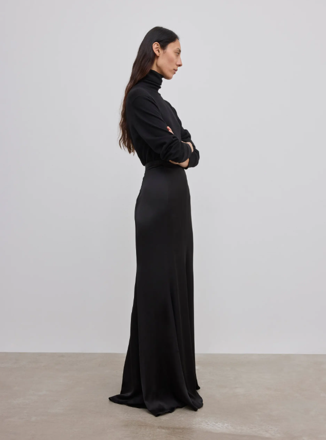 Satin maxi skirt - Black