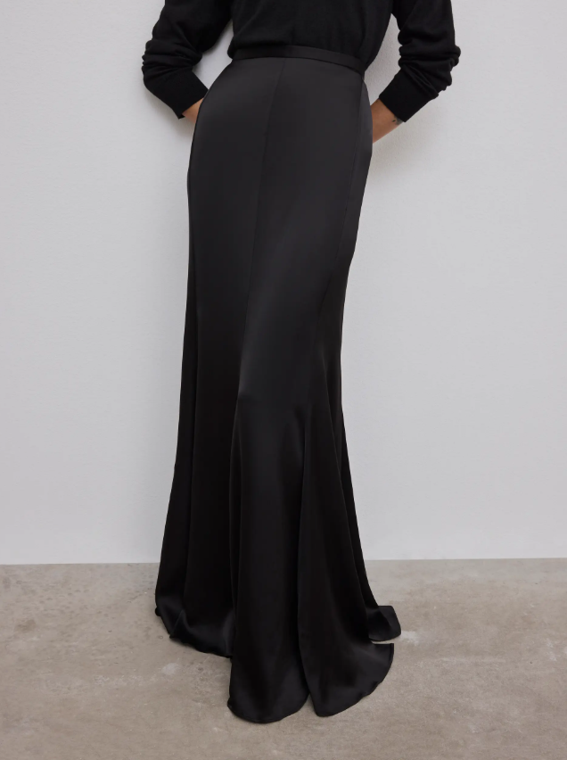Satin maxi skirt - Black