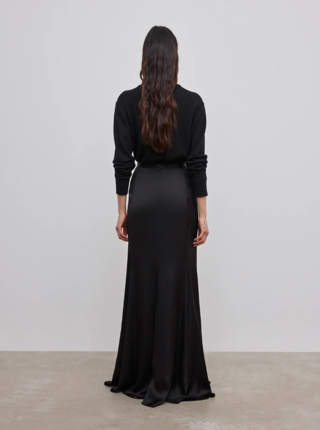 Satin maxi skirt - Black