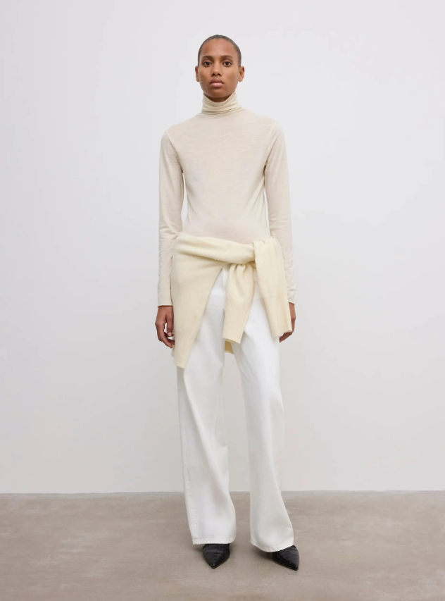 Wool jersey rollneck - Cream White