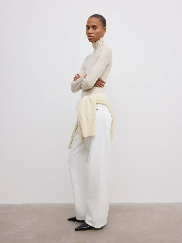 Wool jersey rollneck - Cream White